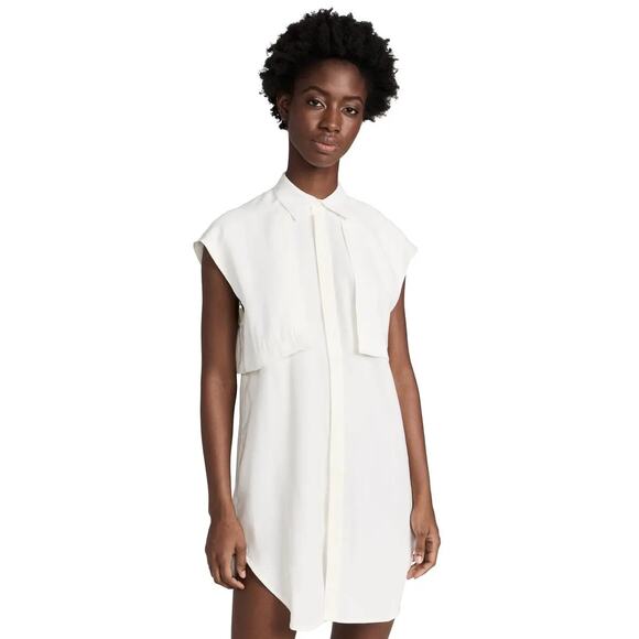 K. NGSLEY Women's White Cap Sleeve Button Front Nes Shirt Dress Size Medium - Picture 13 of 13